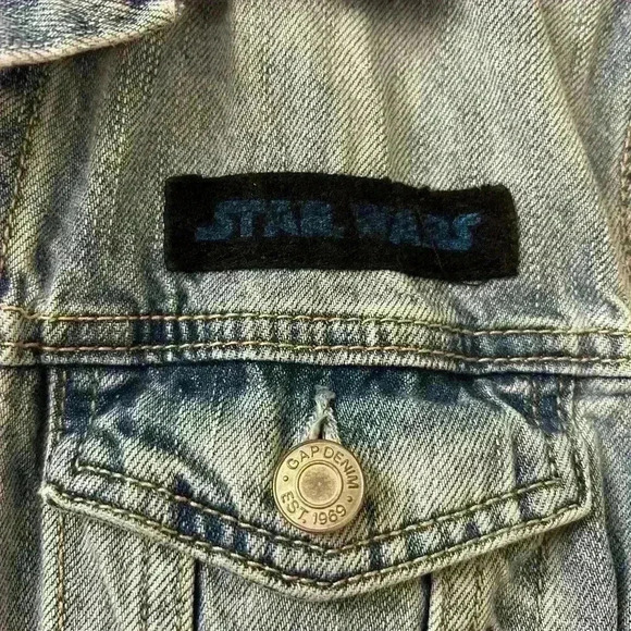 GAP X Star Wars Millennium Falcon Embroidered Faded Denim Vest Youth XL - Picture 6 of 9